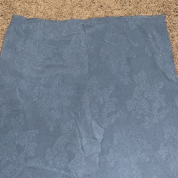 CITRON Silk Asian Floral Jacquard Wide Leg High Waist Crop Palazzo Pant Blue S - Picture 6 of 10